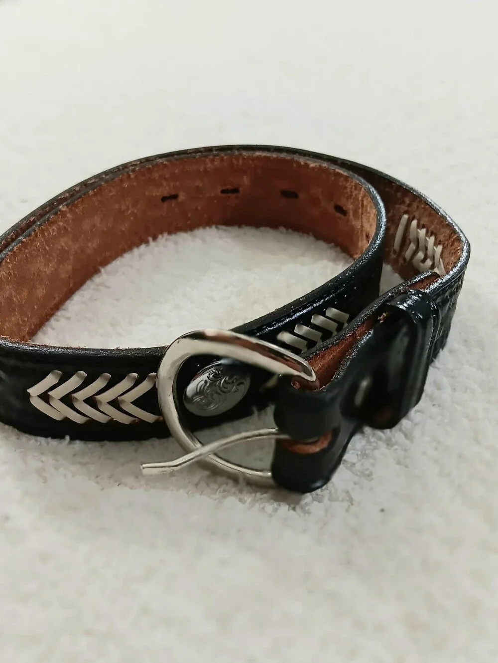 VTG Justin USA Western Black Leather Concho Belt Women's XS/ Youth L 24